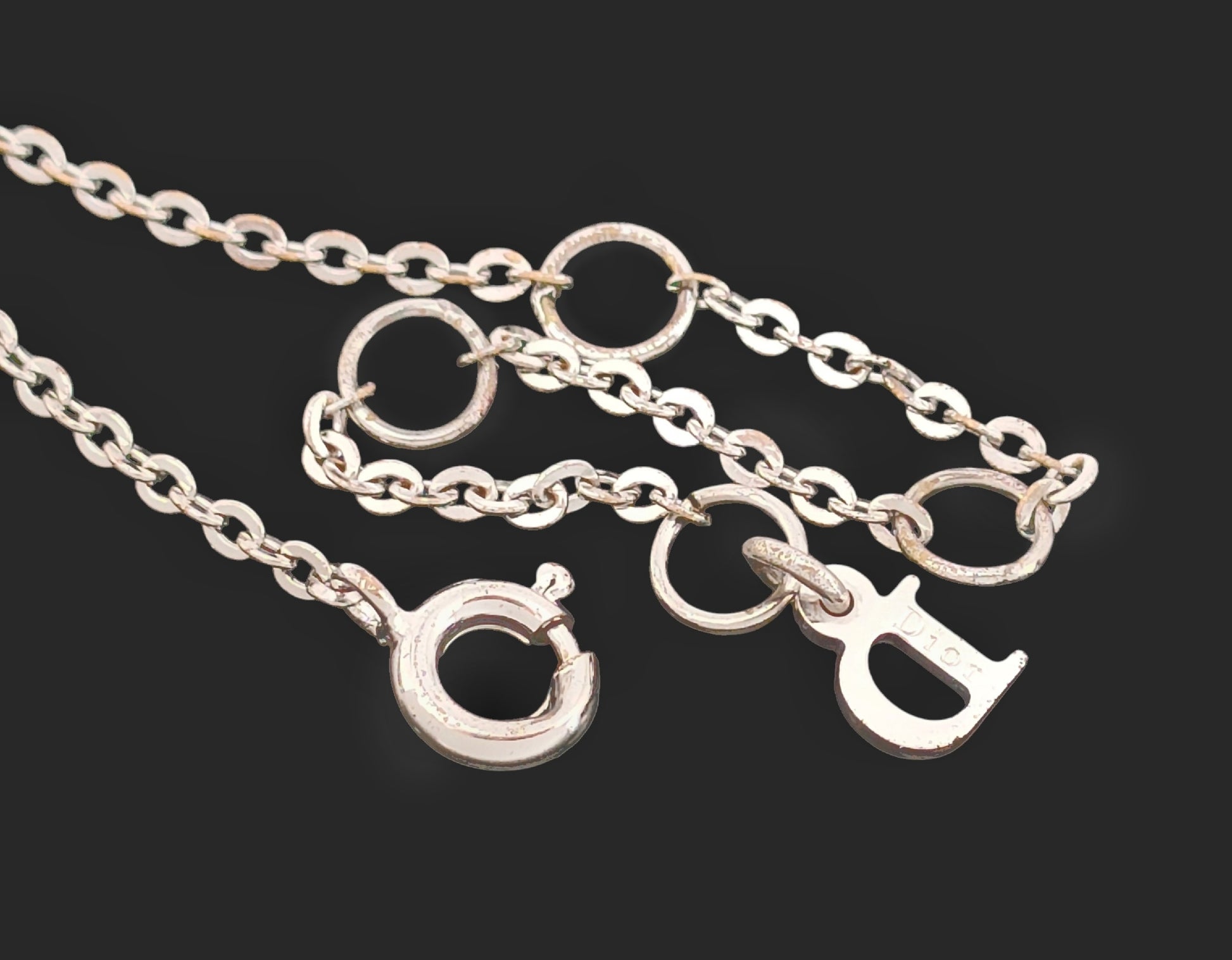 Dior Dior Silver Color Swing Logo Design Pendant Necklace 3.9g Necklace