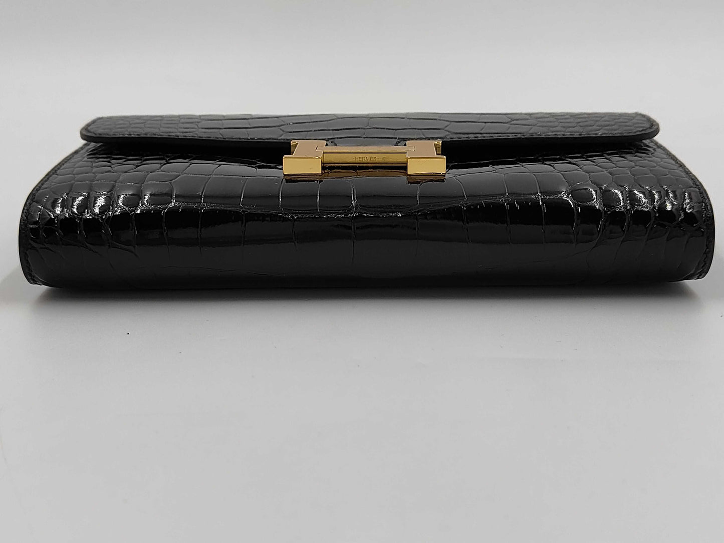 HERMES Constance Togo Alligator Black Gold Fittings with Protective Seal K Engraved Shoulder Bag