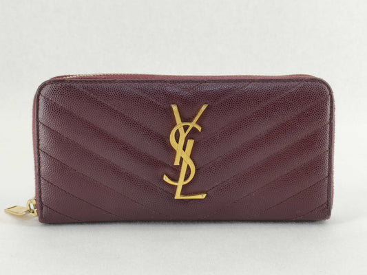 Yves Saint Laurent Round Zipper Caviar Skin Long Wallet Wallet