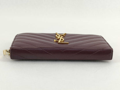 Yves Saint Laurent Round Zipper Caviar Skin Long Wallet Wallet