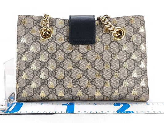 GUCCI GG Supreme GG Supreme Padlock BEE Chain Tote Bag Shoulder Bag