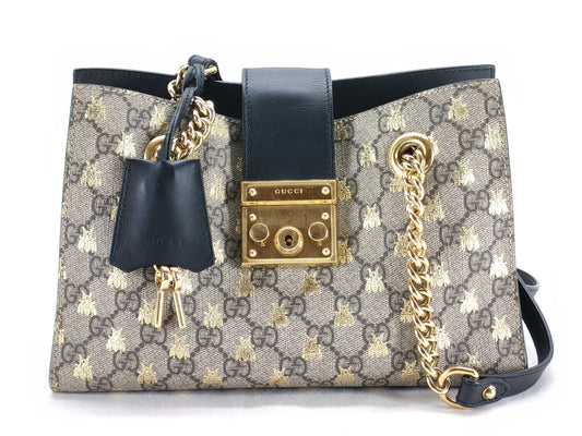 GUCCI GG Supreme GG Supreme Padlock BEE Chain Tote Bag Shoulder Bag