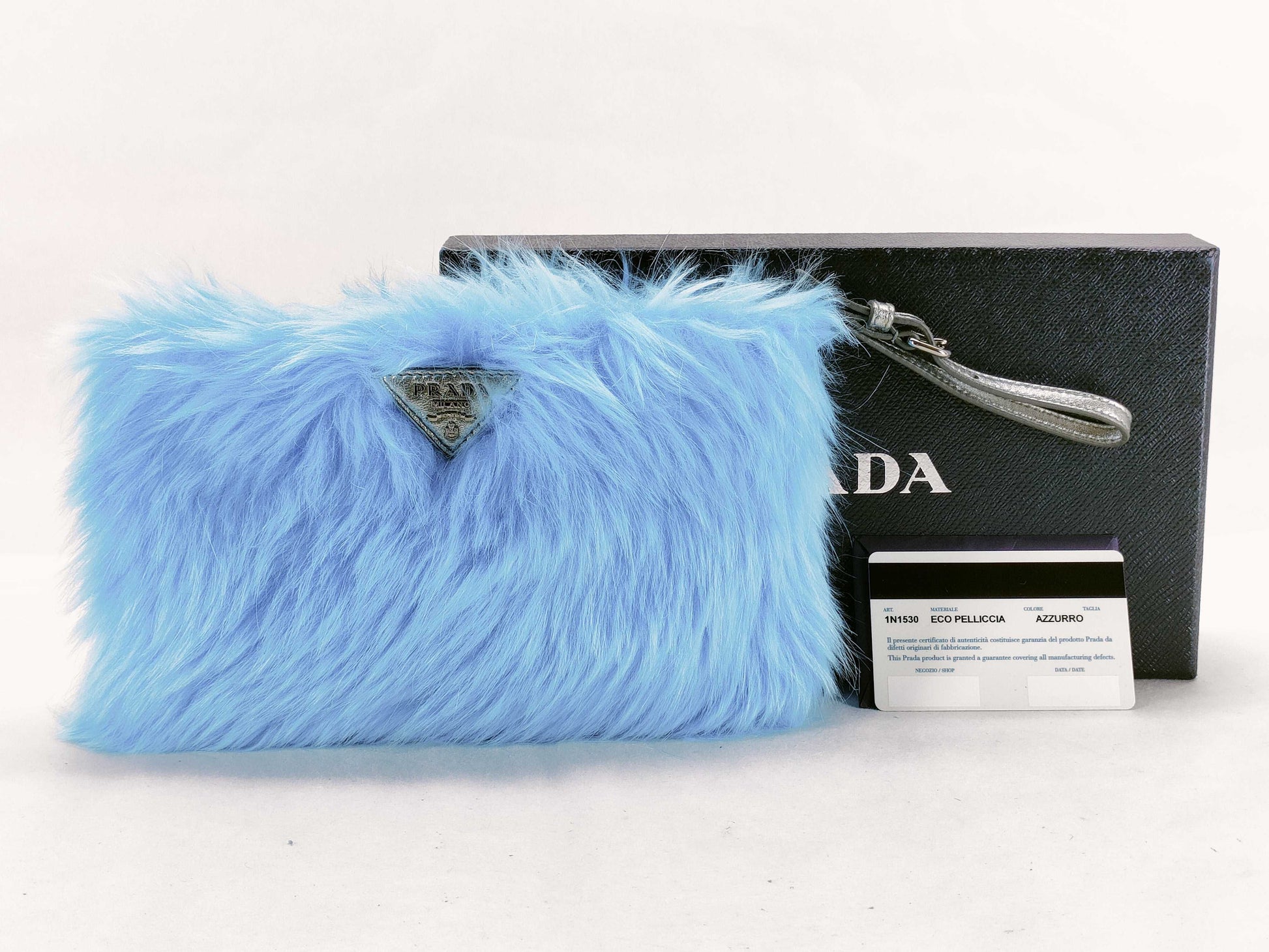 PRADA PRADA Triangle Logo 1N1530 Fur Bag Clutch Bag