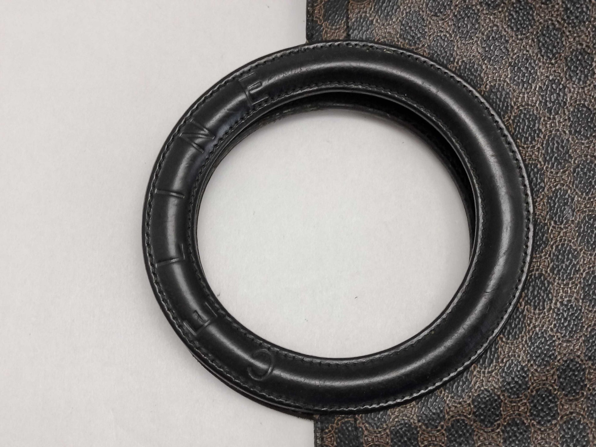 CELINE Black Macadam Circle Handle Handbag Handbag Handbag