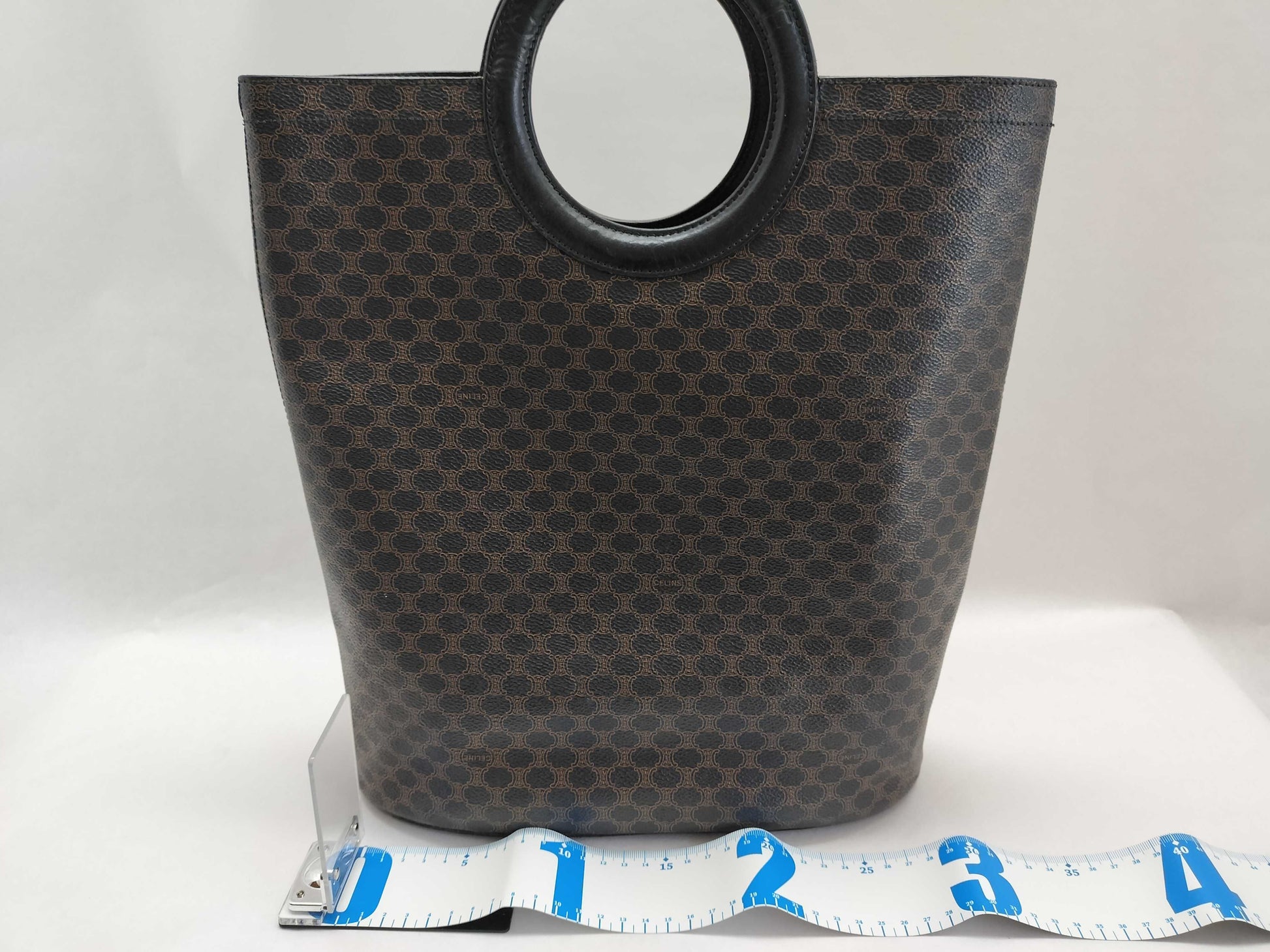 CELINE Black Macadam Circle Handle Handbag Handbag Handbag