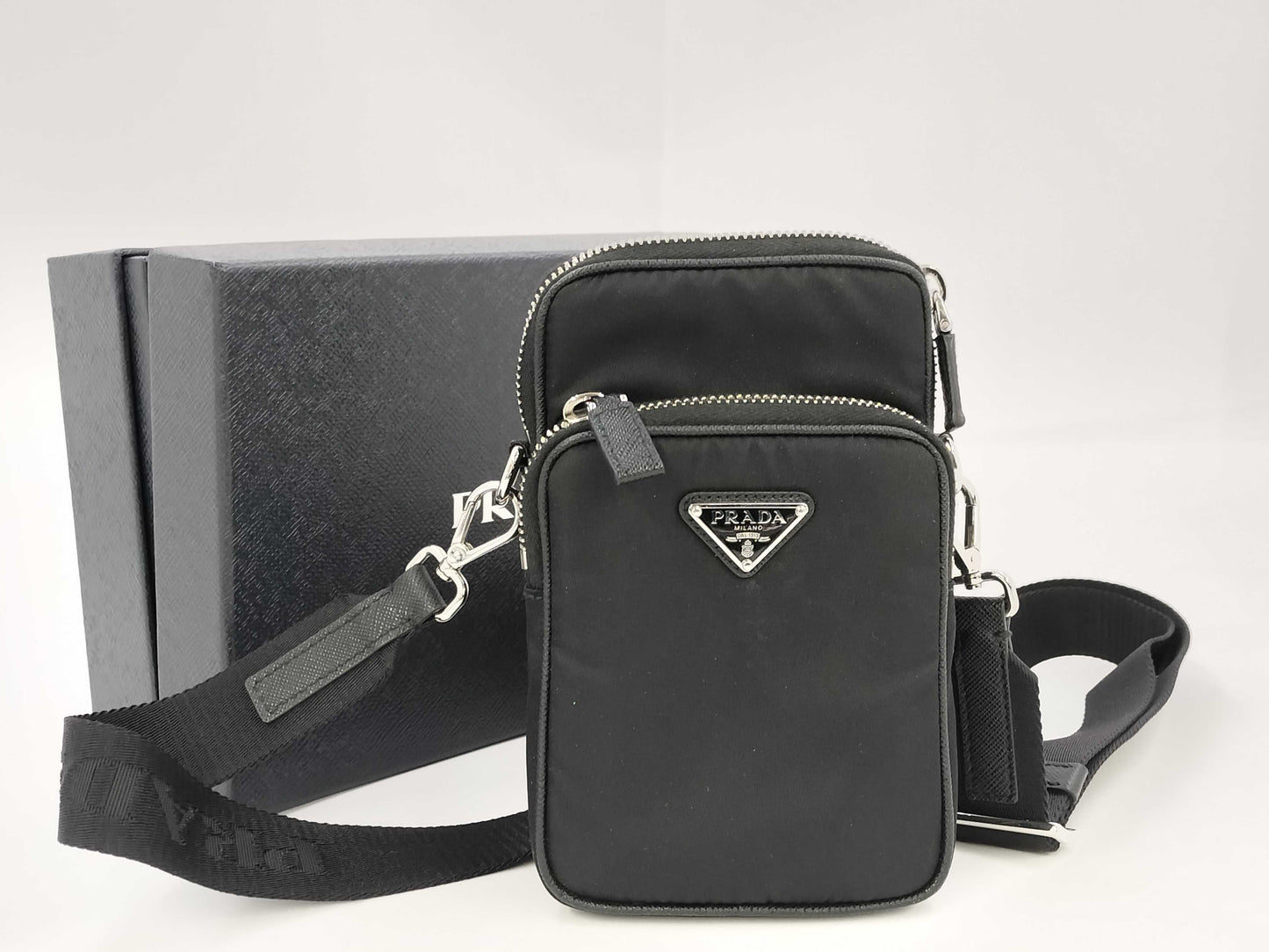 PRADA 2ZT066 Tesuto Nylon Phone Pouch Shoulder Bag Triangle Logo Shoulder Bag