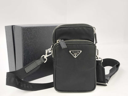 PRADA 2ZT066 Tesuto Nylon Phone Pouch Shoulder Bag Triangle Logo Shoulder Bag