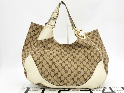GUCCI 203504 GG Canvas G Hardware Handbag Tote Bag
