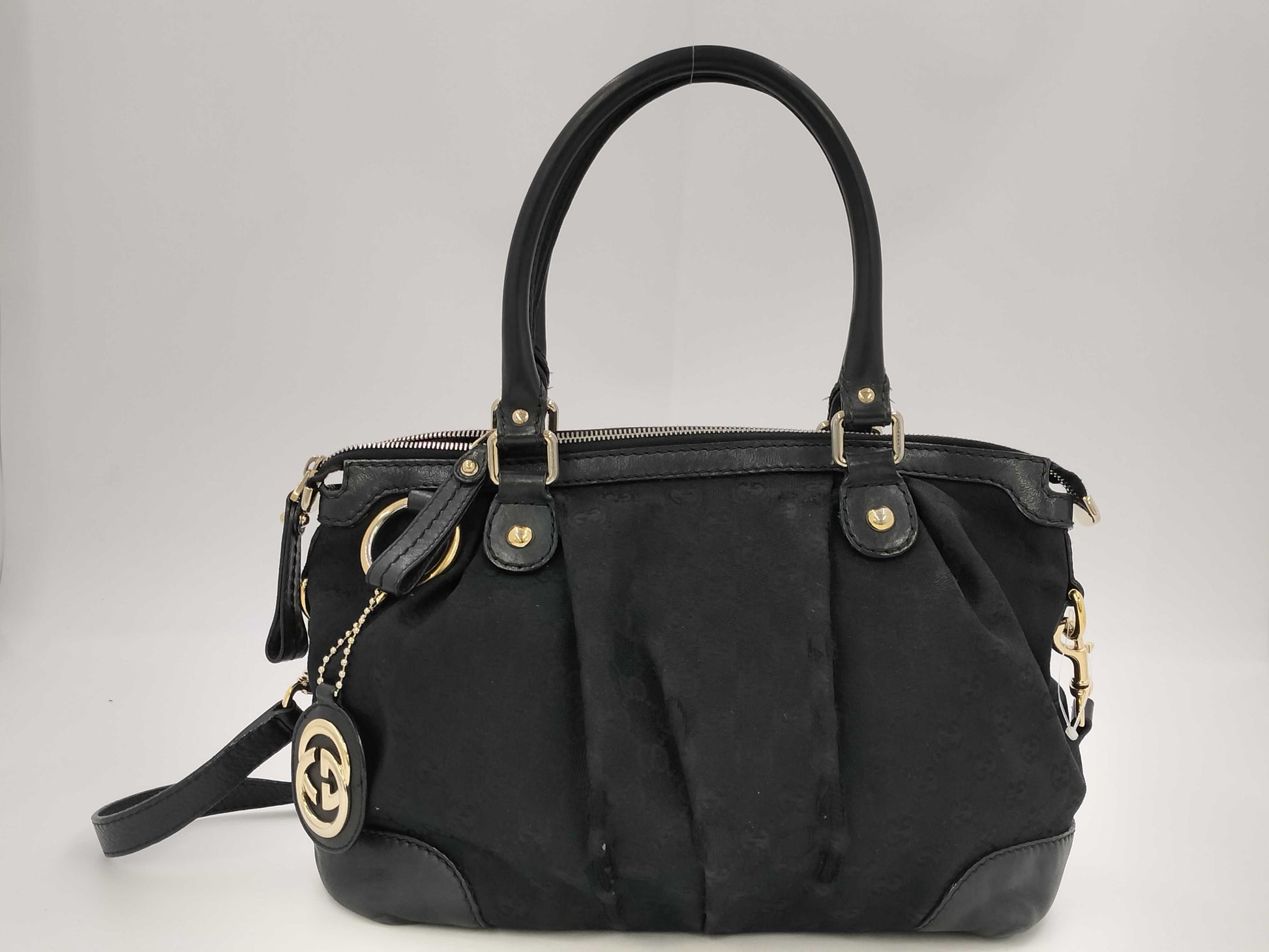 GUCCI 247902 GG Canvas Sookie 2way Handbag Shoulder Bag with Charm Tote Bag