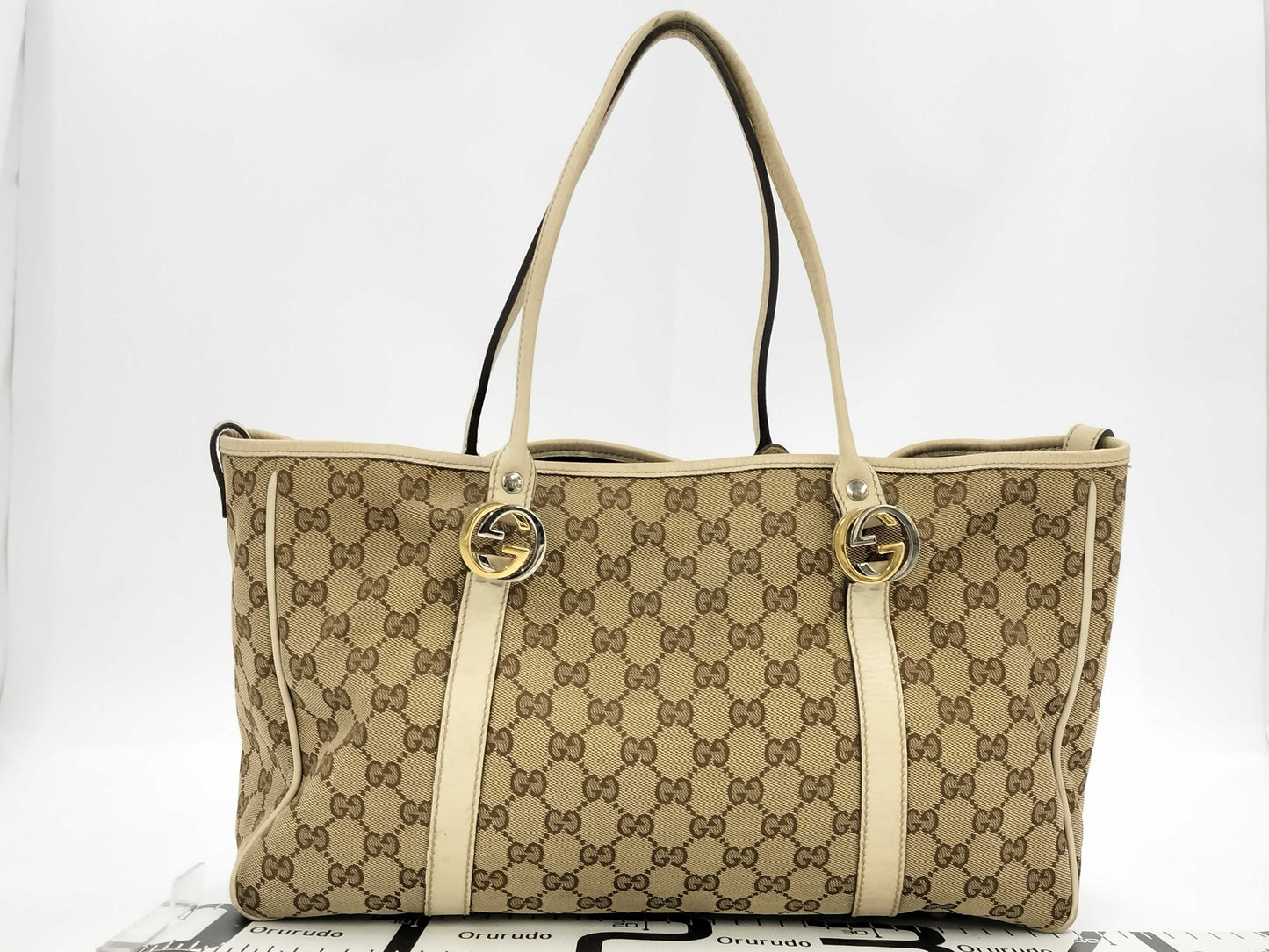 GUCCI 232957 GG Canvas Interlocking Bracket GG Twins Tote Bag Tote Bag