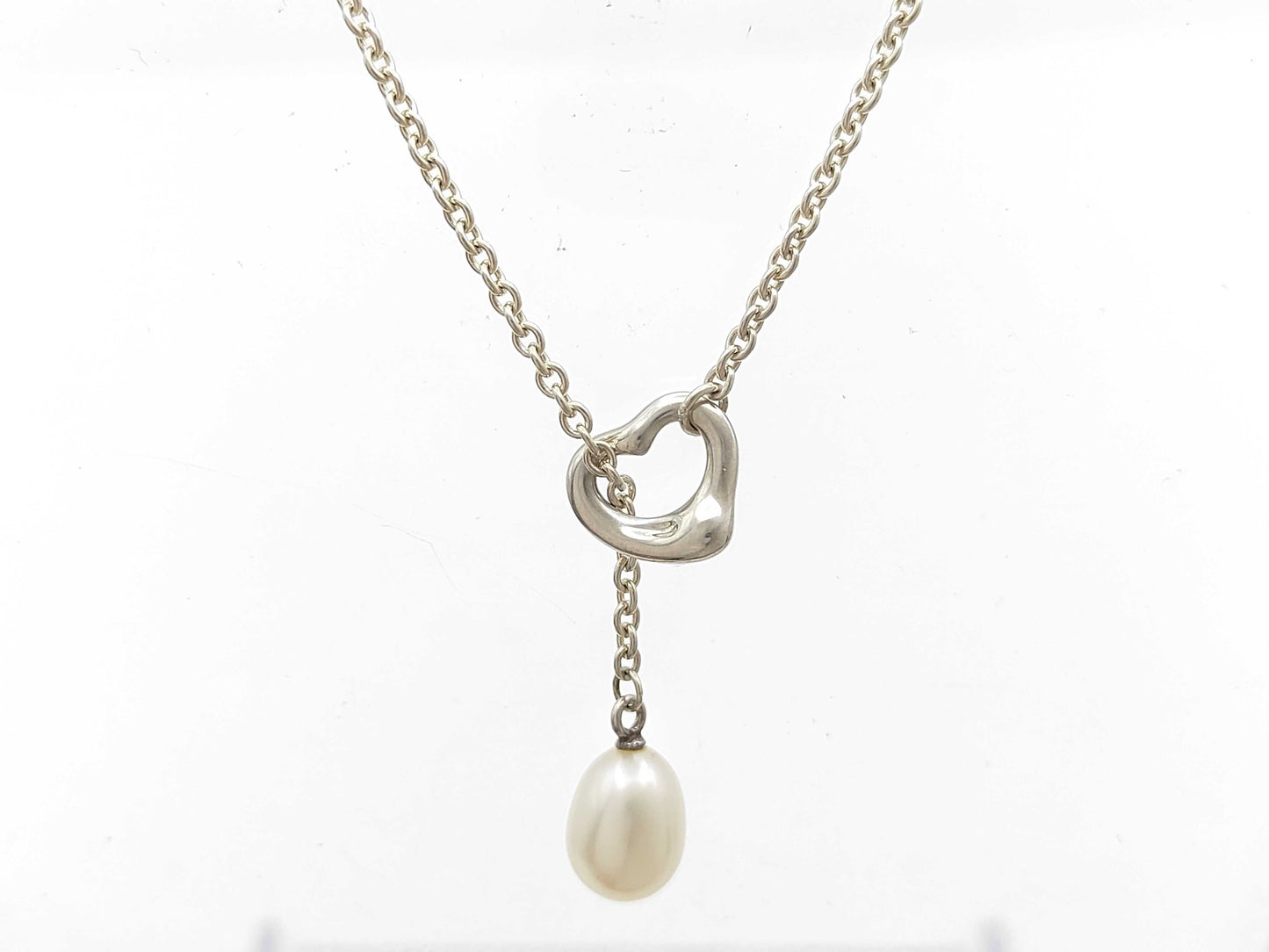 Tiffany&Co. Open Heart Lariat Pearl Necklace SV925 Necklace
