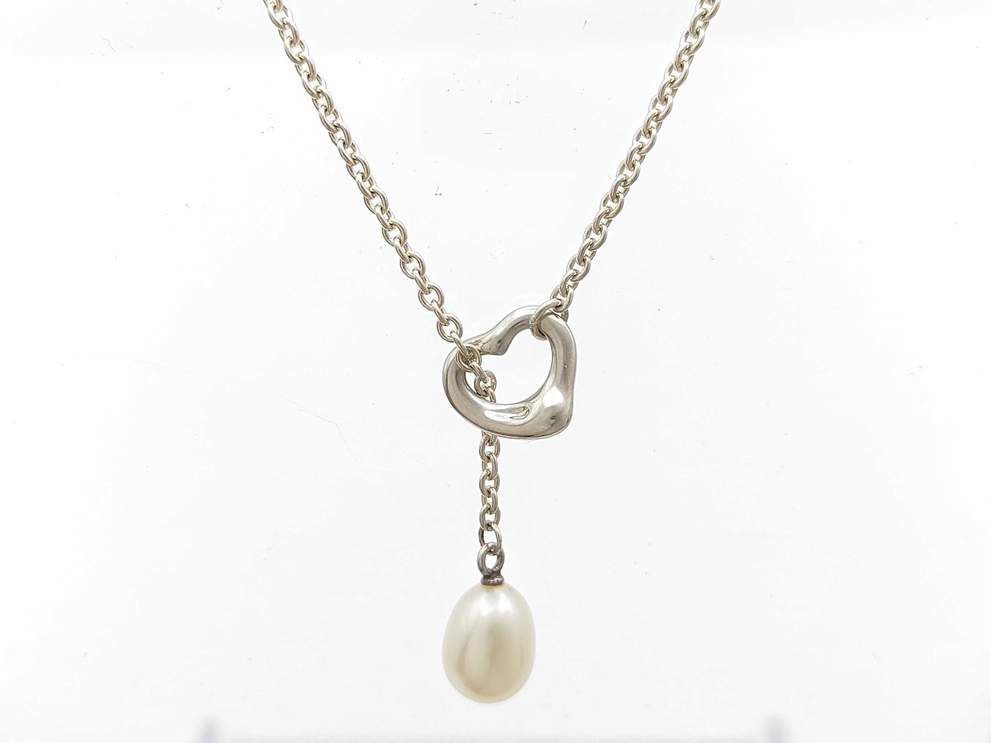 Tiffany&Co. Open Heart Lariat Pearl Necklace SV925 Necklace