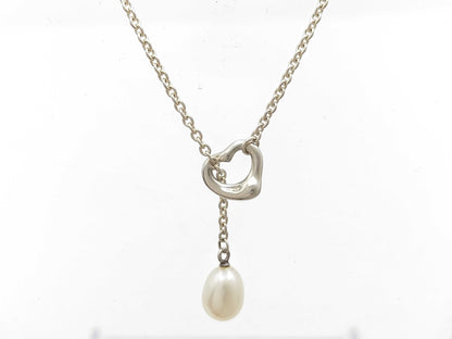 Tiffany&Co. Open Heart Lariat Pearl Necklace SV925 Necklace