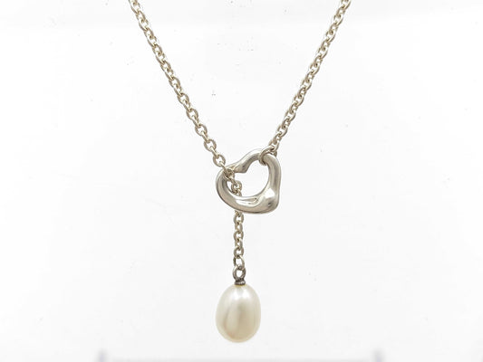 Tiffany&Co. Open Heart Lariat Pearl Necklace SV925 Necklace