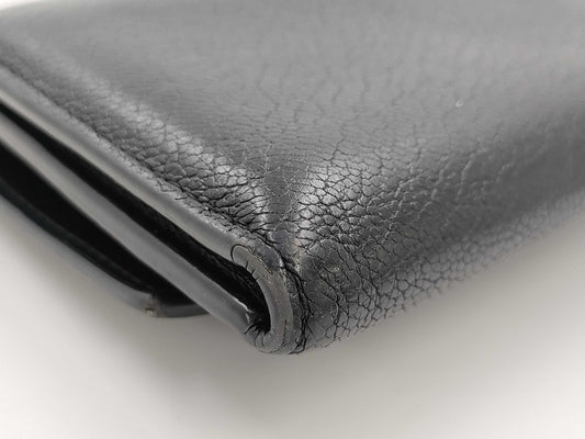 BOTTEGA VENETA Tri-Fold Wallet Goat Skin RFID Tag Black Wallet