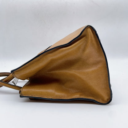 PRADA Leather Triangle Logo Tote Bag Handbag