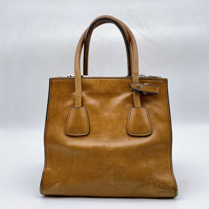 PRADA Leather Triangle Logo Tote Bag Handbag