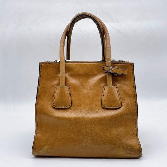 PRADA Leather Triangle Logo Tote Bag Handbag