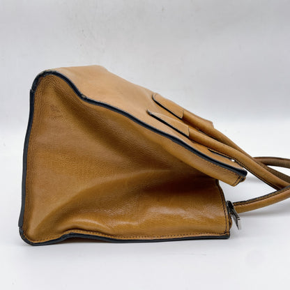 PRADA Leather Triangle Logo Tote Bag Handbag