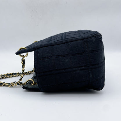 CHANEL Chocolate Bar Cotton Chain Shoulder Handbag