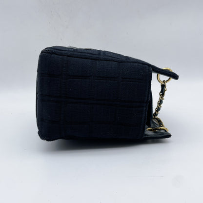 CHANEL Chocolate Bar Cotton Chain Shoulder Handbag
