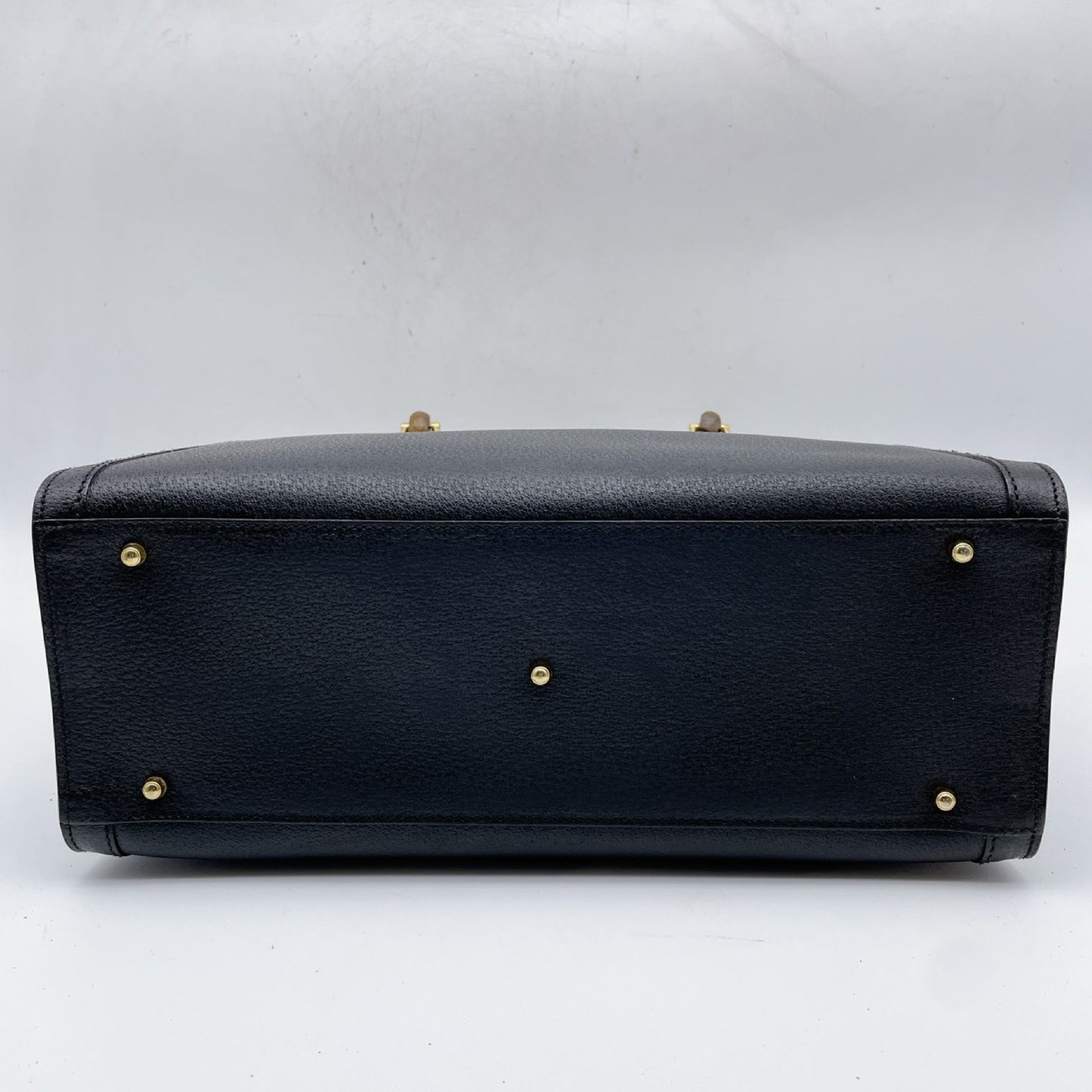 GUCCI Gucci Bamboo Leather Black Handbag