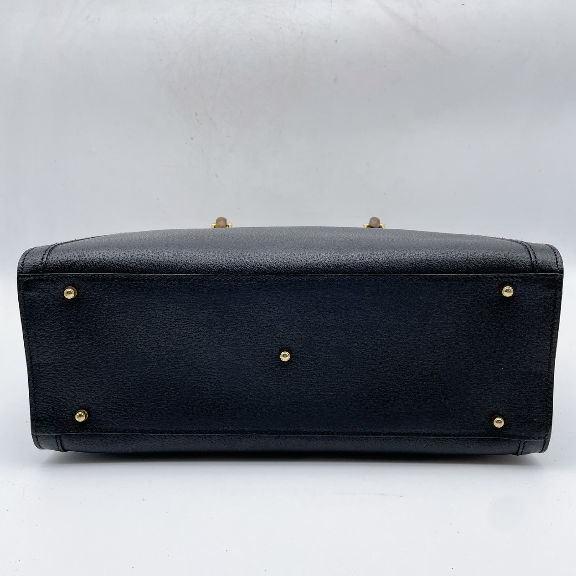 GUCCI Gucci Bamboo Leather Black Handbag