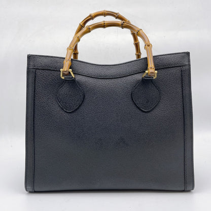 GUCCI Gucci Bamboo Leather Black Handbag