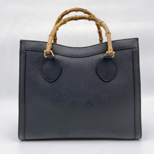 GUCCI Gucci Bamboo Leather Black Handbag