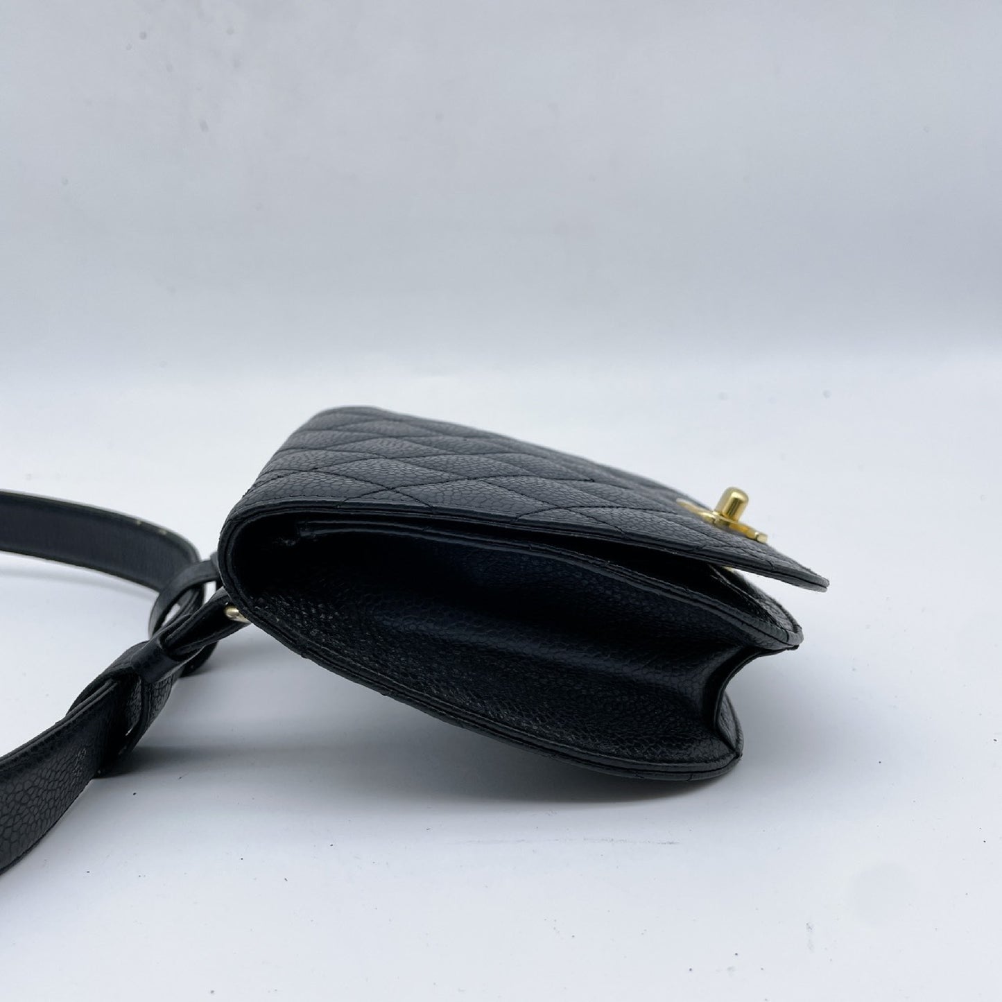 CHANEL Matrasse Caviar Skin Black Black 1st Waist Bag