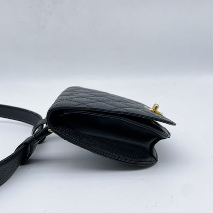 CHANEL Matrasse Caviar Skin Black Black 1st Waist Bag