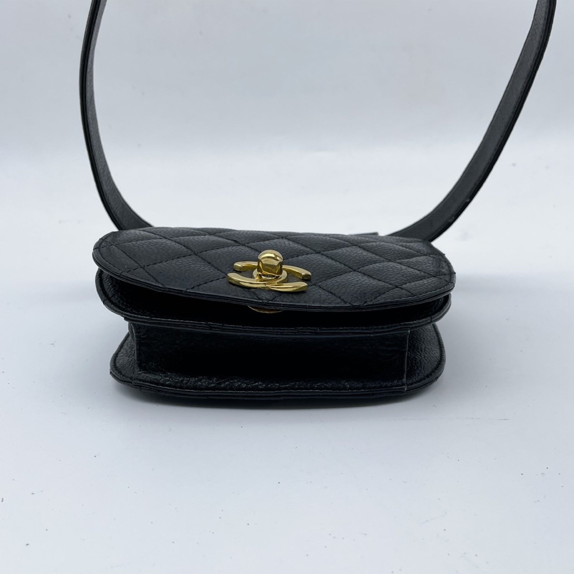 CHANEL Matrasse Caviar Skin Black Black 1st Waist Bag