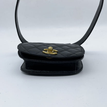 CHANEL Matrasse Caviar Skin Black Black 1st Waist Bag