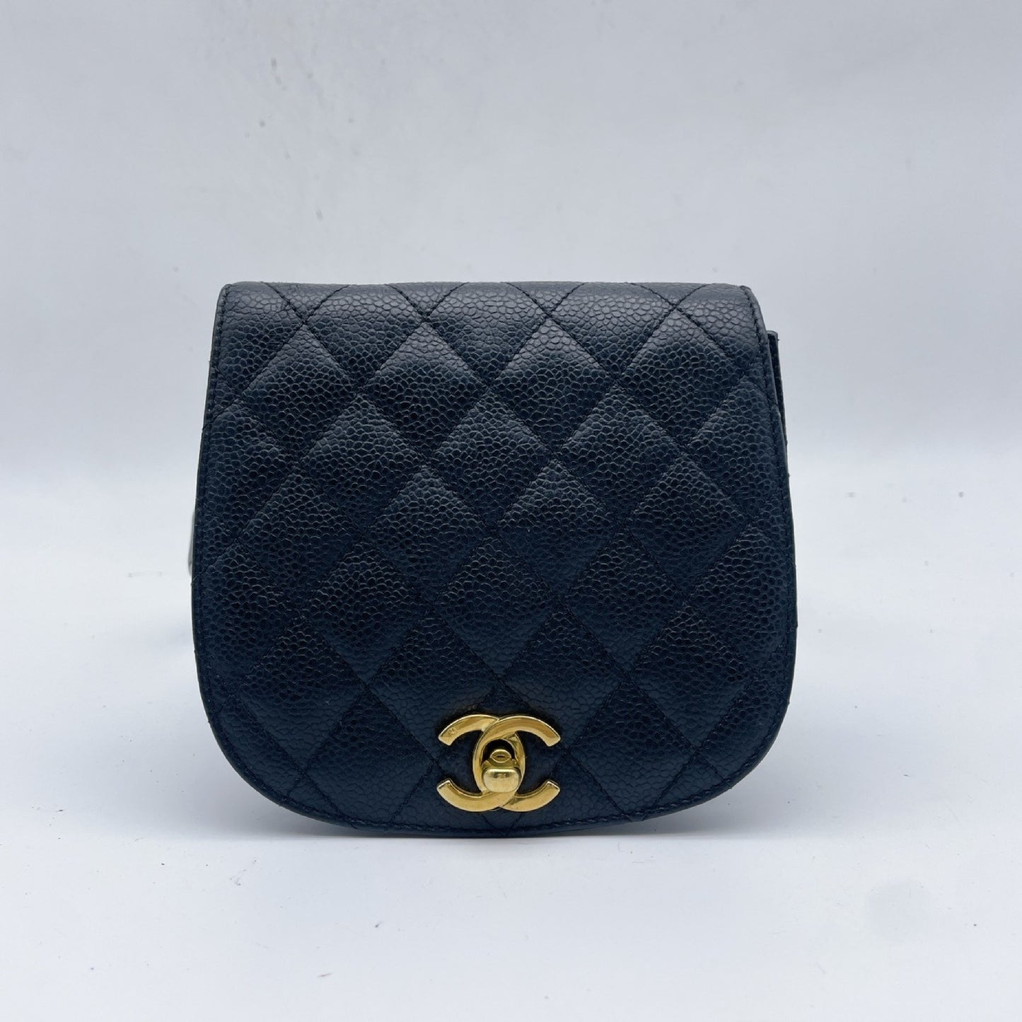 CHANEL Matrasse Caviar Skin Black Black 1st Waist Bag