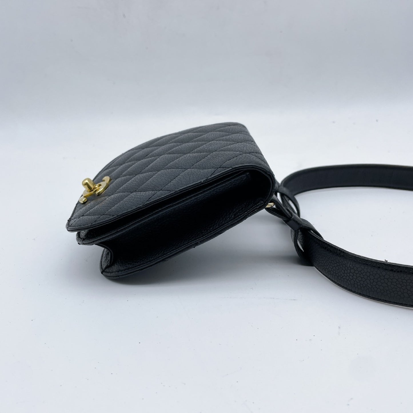 CHANEL Matrasse Caviar Skin Black Black 1st Waist Bag