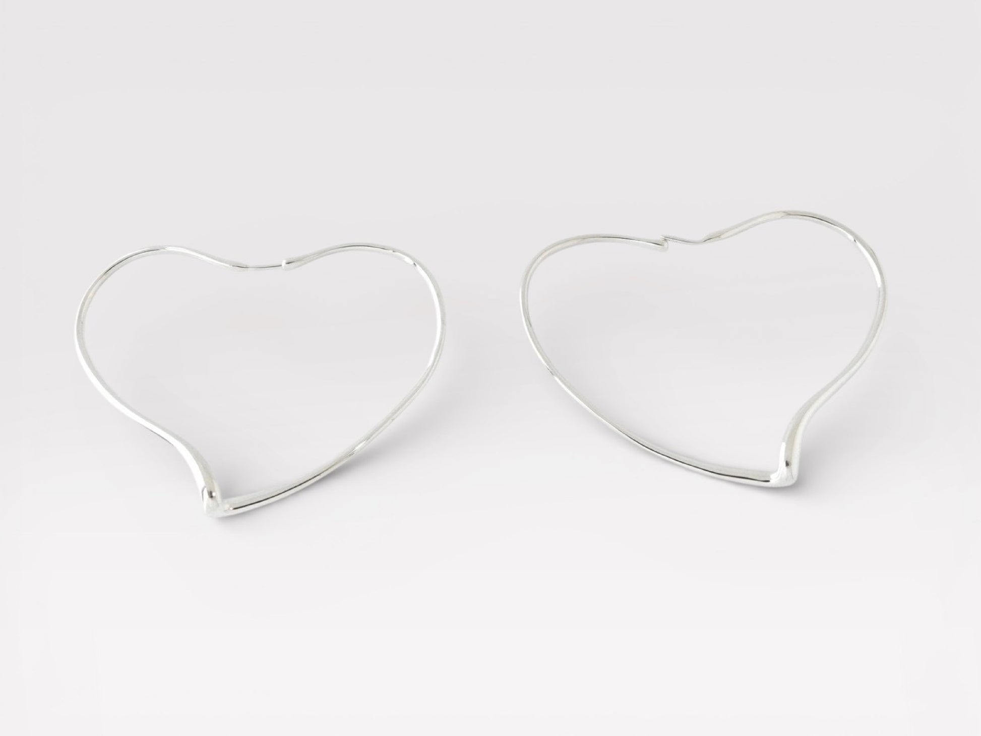 Tiffany&Co. Open Heart Silver 925 Hoop Earrings L Size Earrings