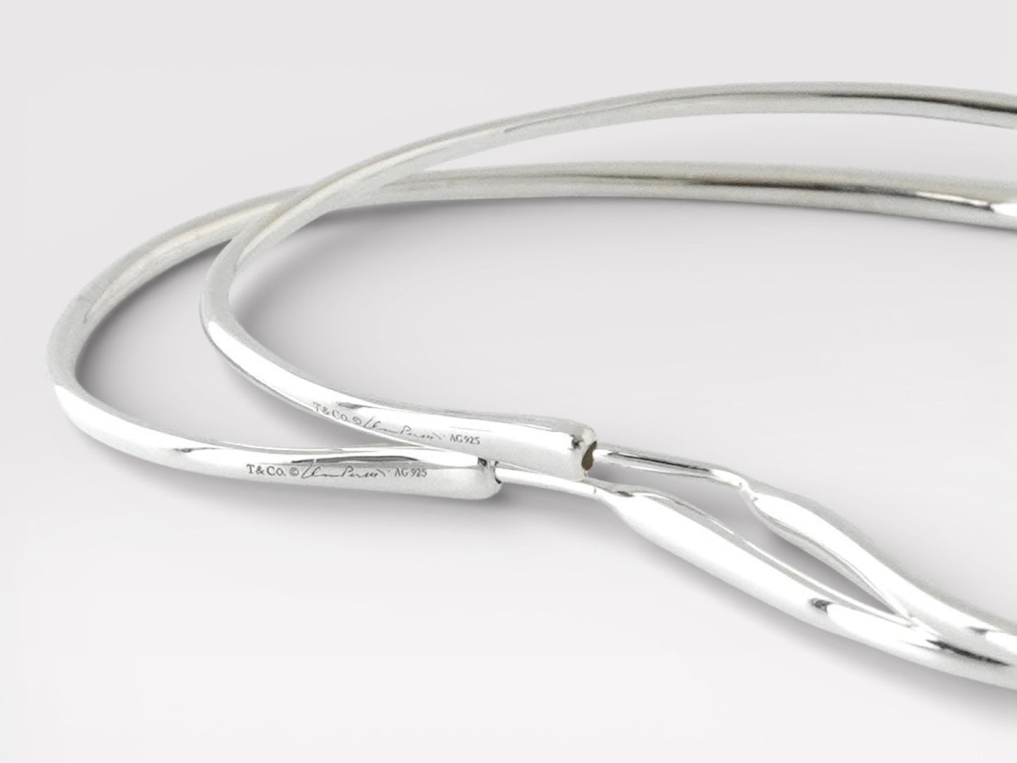 Tiffany&Co. Open Heart Silver 925 Hoop Earrings L Size Earrings