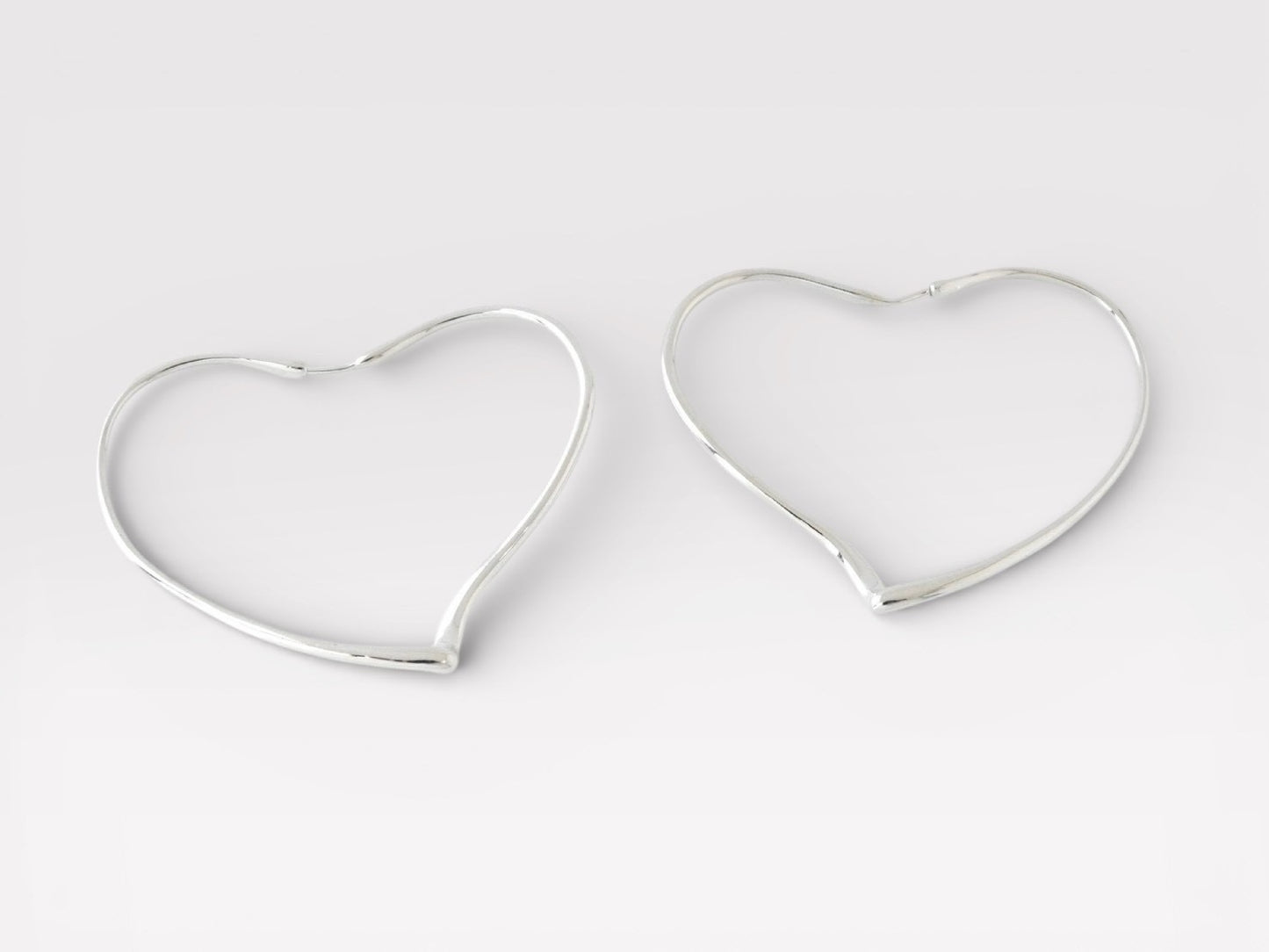 Tiffany&Co. Open Heart Silver 925 Hoop Earrings L Size Earrings