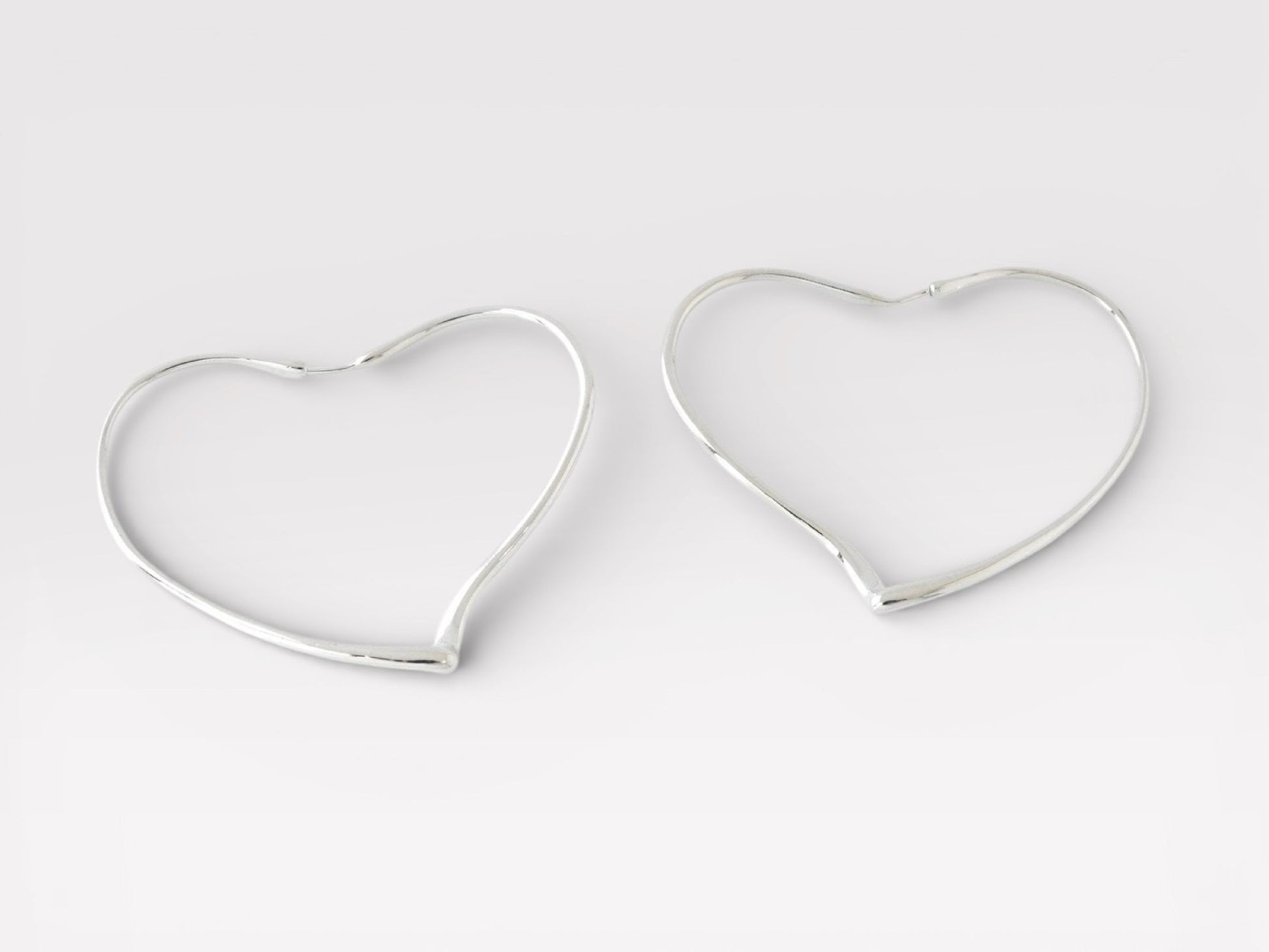 Tiffany&Co. Open Heart Silver 925 Hoop Earrings L Size Earrings