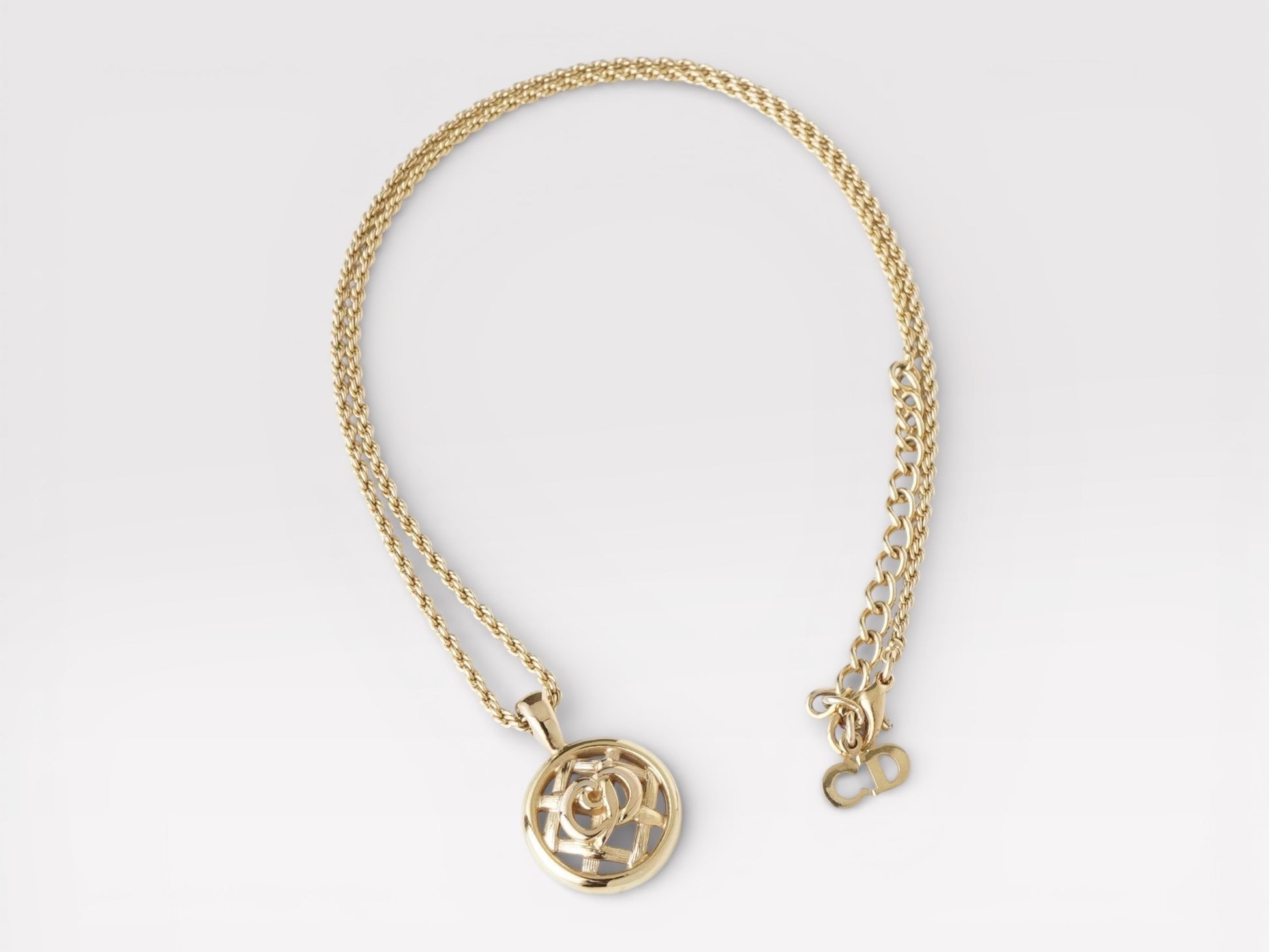 Dior Christian Dior CD Logo Circle GP Gold Necklace