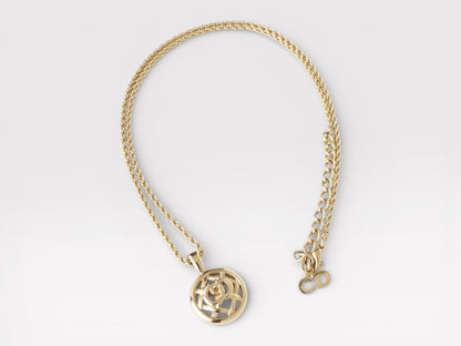 Dior Christian Dior CD Logo Circle GP Gold Necklace