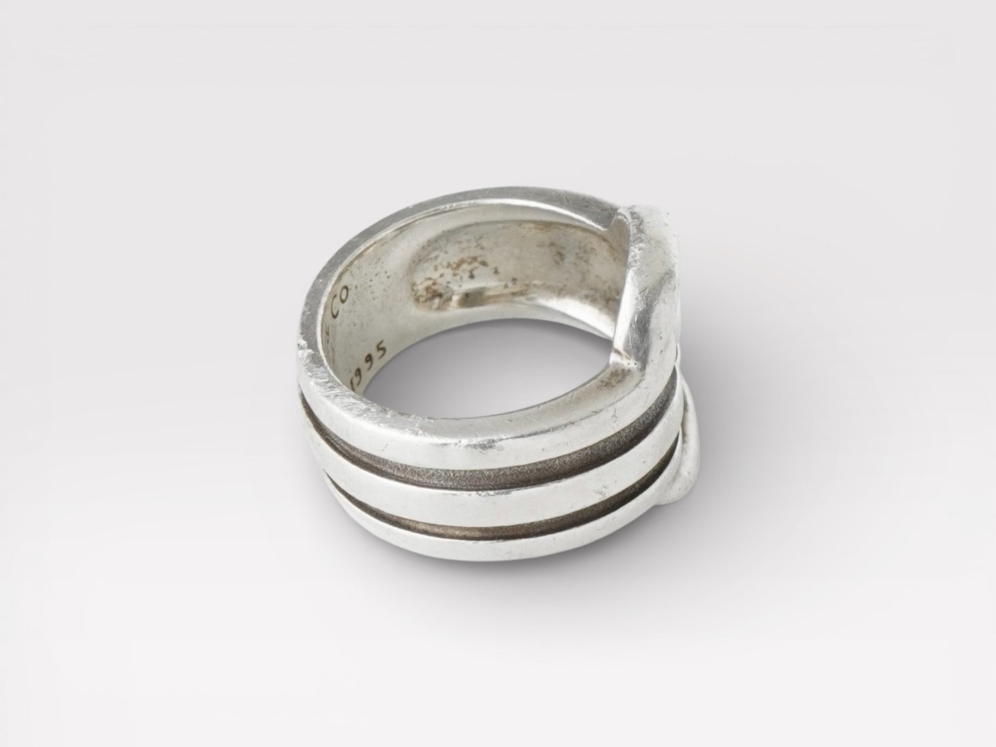 Tiffany & Co. Vintage Grooved Signette Silver 925 Ring No. 12 Ring