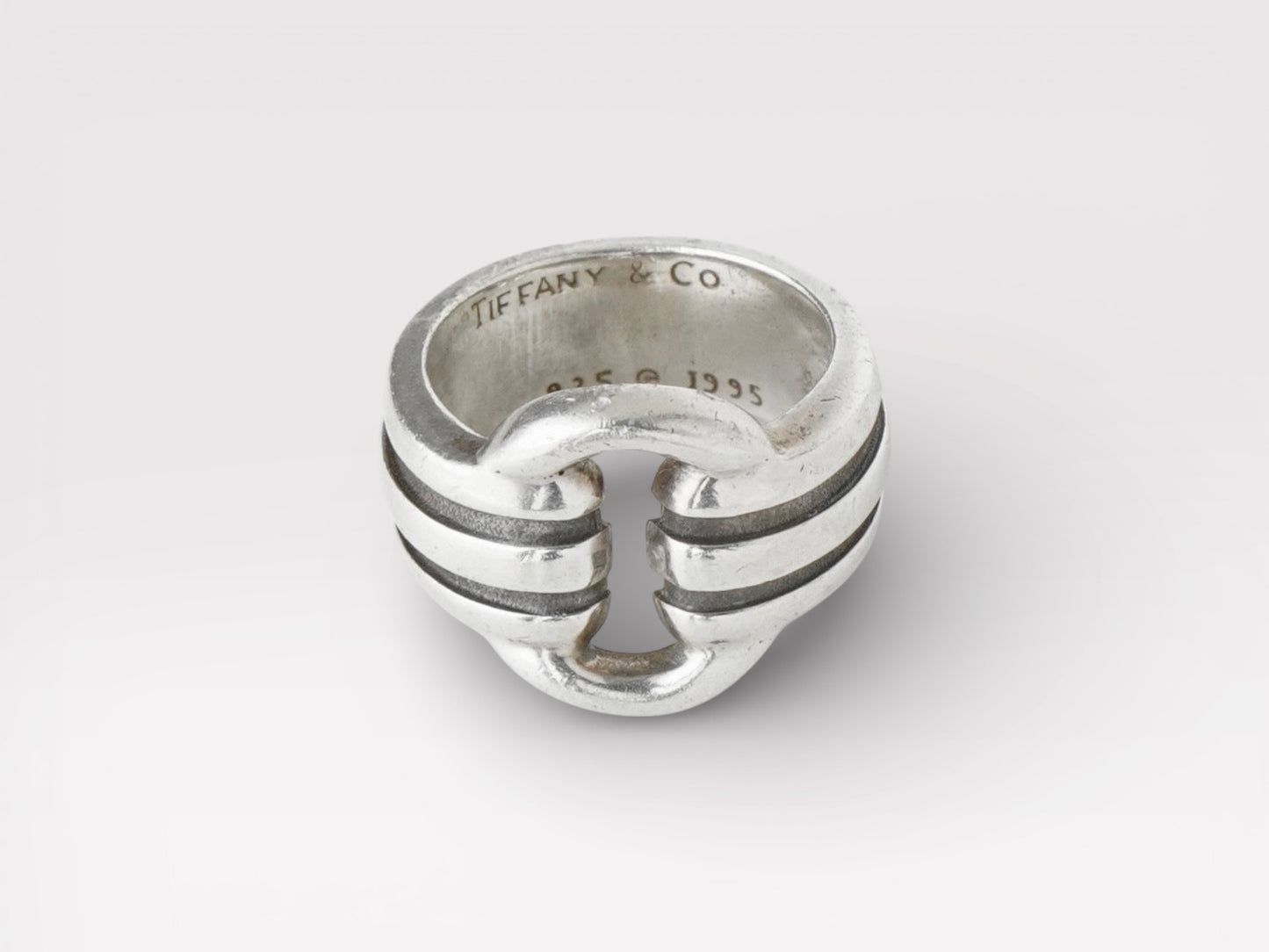 Tiffany & Co. Vintage Grooved Signette Silver 925 Ring No. 12 Ring