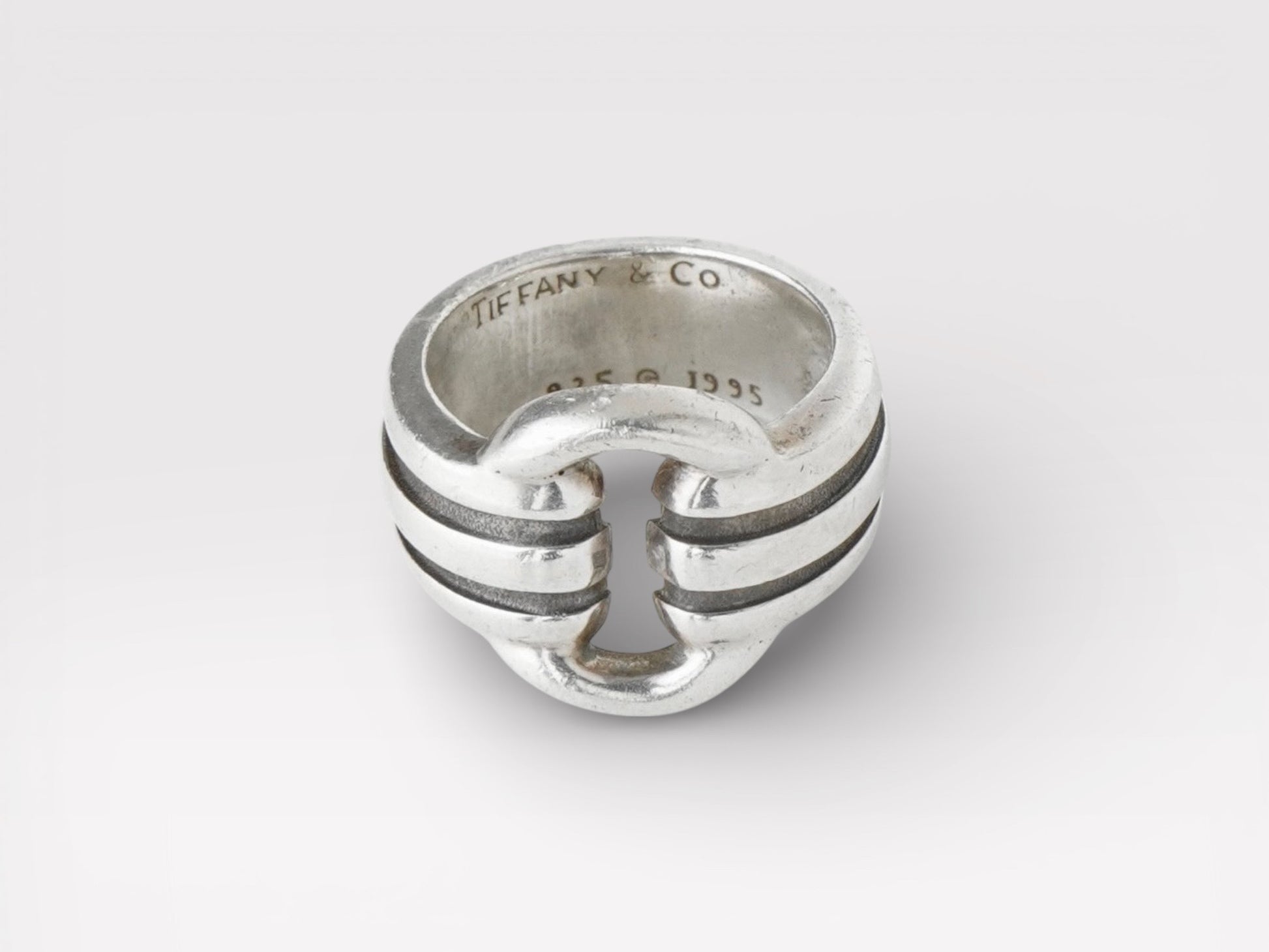 Tiffany & Co. Vintage Grooved Signette Silver 925 Ring No. 12 Ring