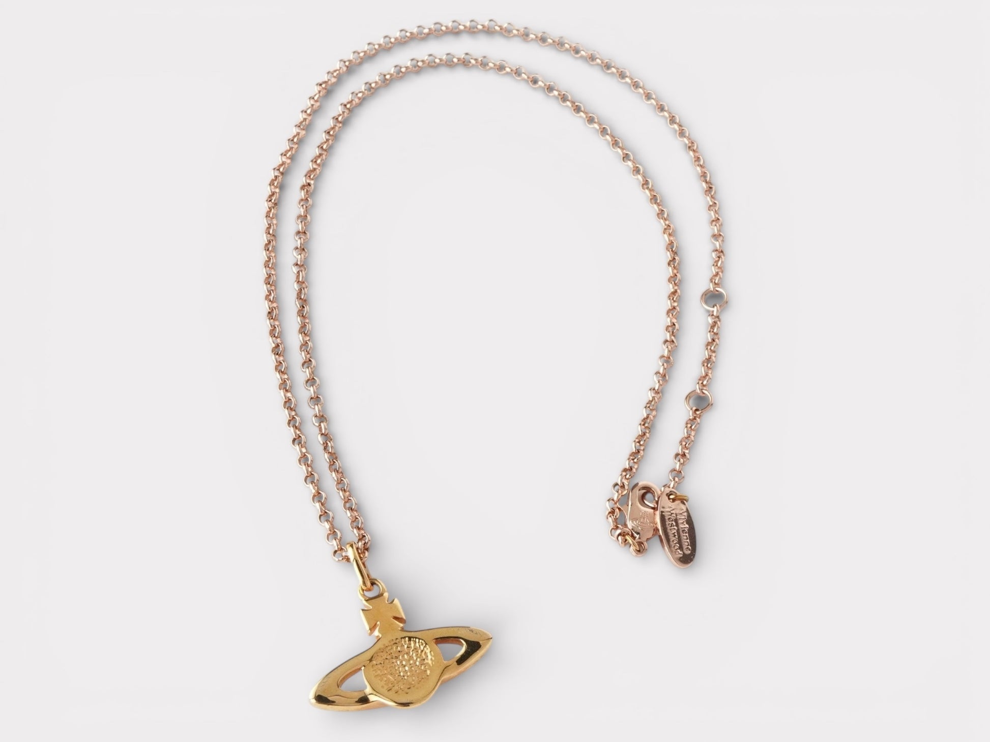 Vivienne Westwood Orb Rhinestone GP Pink Gold Necklace