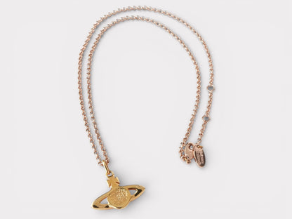 Vivienne Westwood Orb Rhinestone GP Pink Gold Necklace