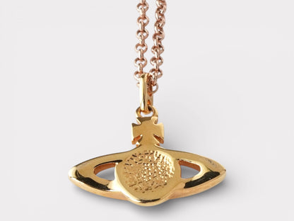 Vivienne Westwood Orb Rhinestone GP Pink Gold Necklace