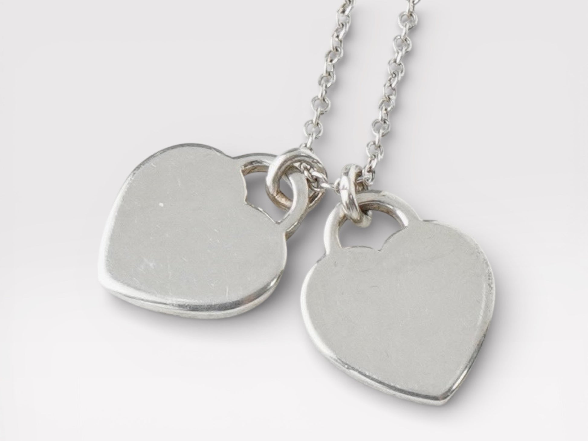Tiffany&Co. Tiffany Return Toe Double Heart Tag Silver 925 Necklace