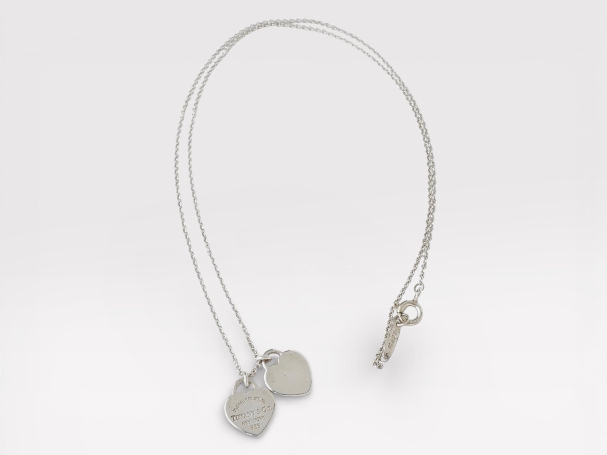 Tiffany&Co. Tiffany Return Toe Double Heart Tag Silver 925 Necklace