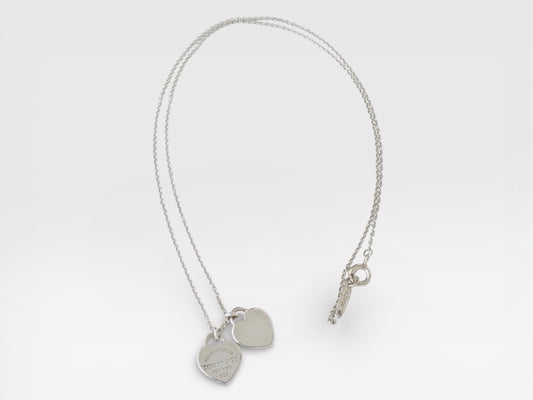 Tiffany&Co. Tiffany Return Toe Double Heart Tag Silver 925 Necklace
